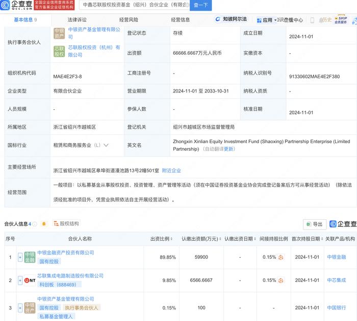 上汽集团等在嘉兴成立股权投资合伙企业